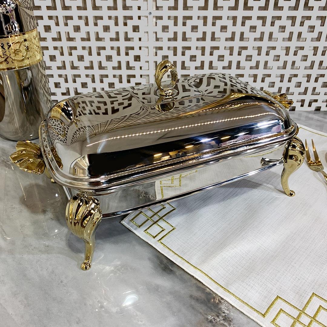 SunumlukSuntoza Dikdörtgen Isıtıcılı Servis Seti 2,6 Litre - Gold