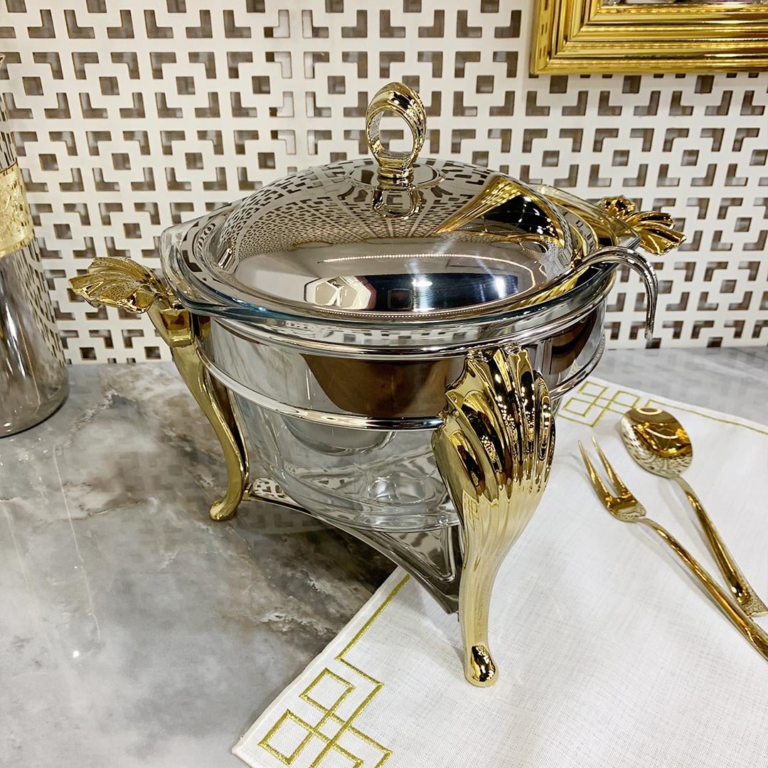 SunumlukSuntoza Isıtıcılı Çorba Servis Seti 4 Litre - Gold