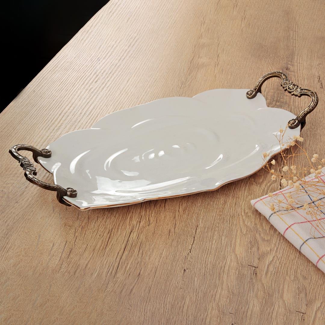 SunumlukVeronica Kulplu Oval Sunum Tabağı - Küçük Boy