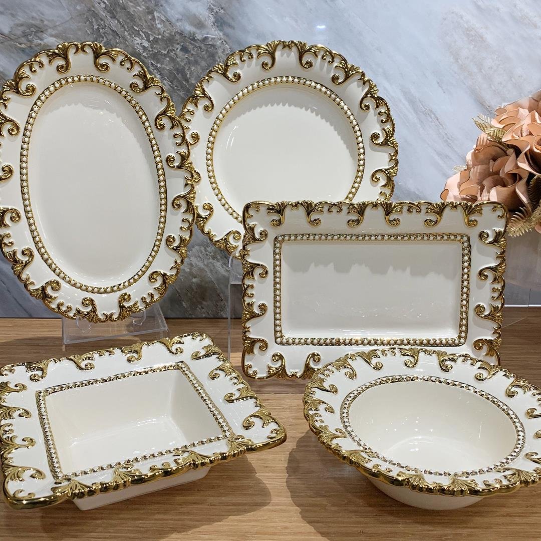 Serving Sets for DinnerVionte 5 Piece Tableware Presentation Set - Gold