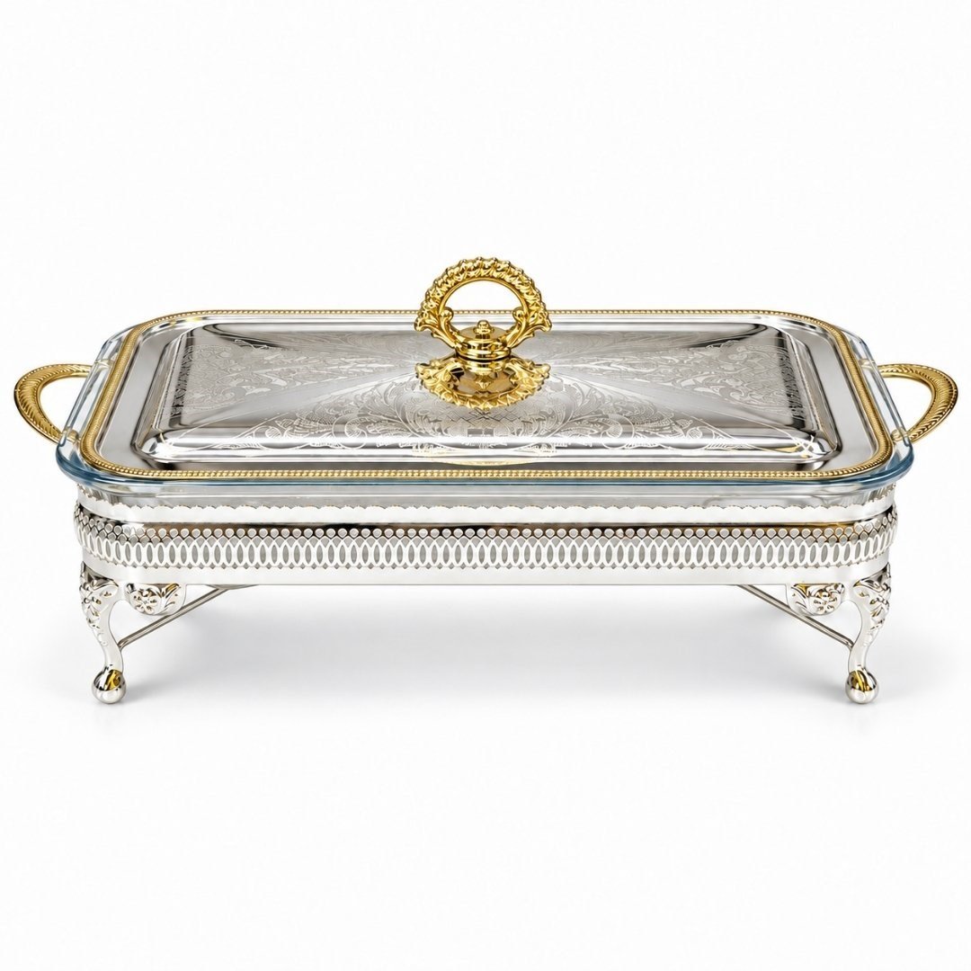 Servis & Sunum ÜrünleriWinterbach Calista Isıtıcılı Dikdörtgen Büyük Sunumluk Silver Gold