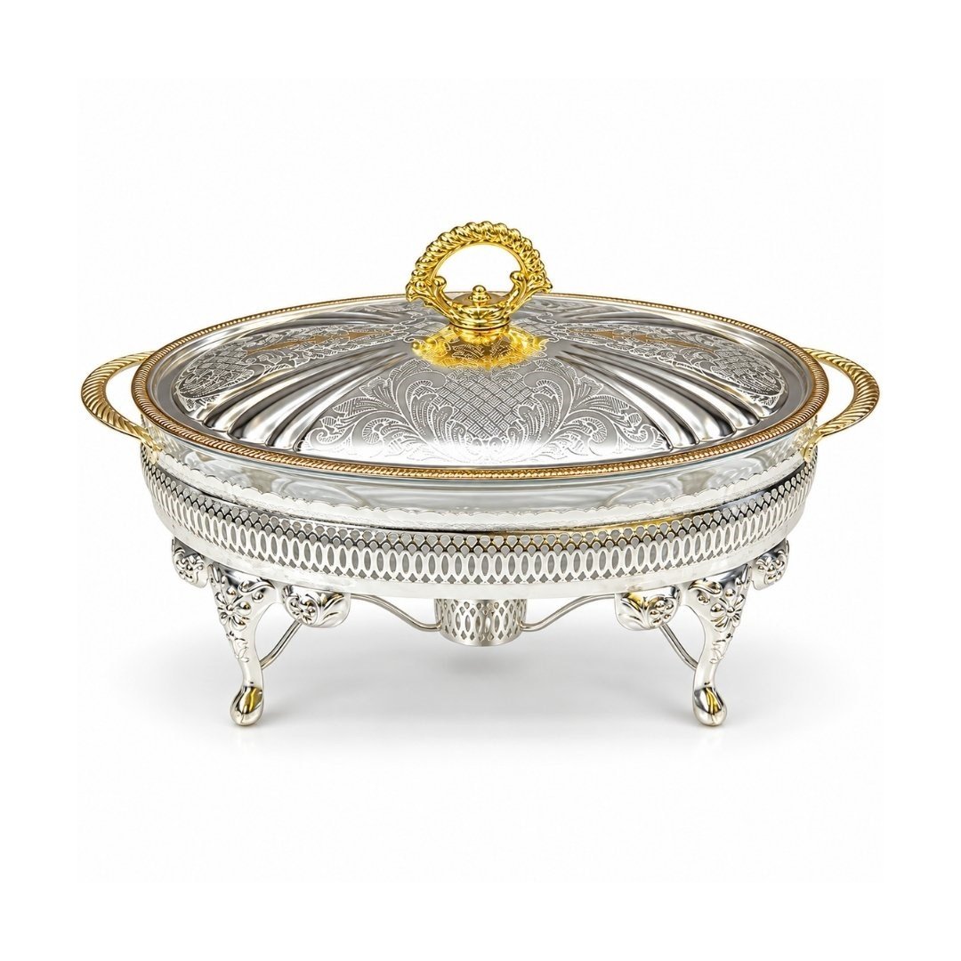 Servis & Sunum ÜrünleriWinterbach Calista Isıtıcılı Oval Orta Sunumluk Silver Gold