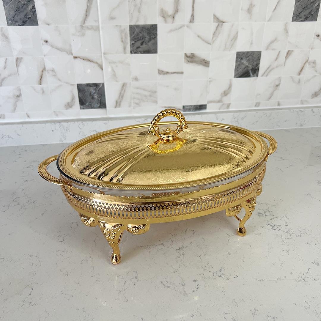 Serving PlateWinterbach Isıtıcılı Oval Küçük Servis Seti Gold