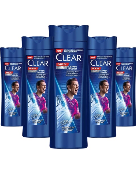 Clear Men Kepeğe Karşı Etkili Şampuan Ultra Hacim Kenan Yıldız 350 ML * 5 Adet