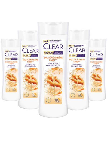 Clear Women Kepeğe Karşı Etkili Şampuan Saç Dökülmesine Karşı 350 ML * 5 Adet