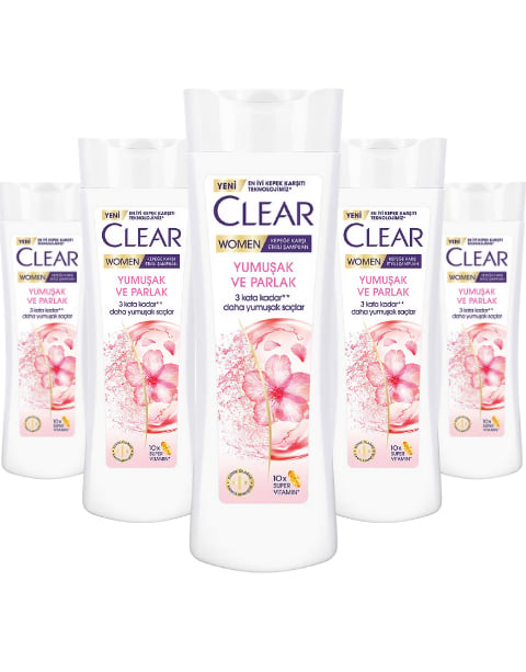 Clear Women Kepeğe Karşı Etkili Şampuan Yumuşak Ve Parlak 350 ML * 5 Adet