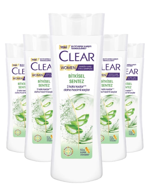 Clear Women Kepeğe Karşı Etkili Şampuan Bitkisel Sentez 350 ML X 5 Adet