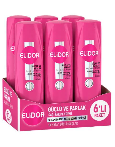 Elidor Güçlü Parlak Saç Bakım Kremi 350 ML X 6 Adet