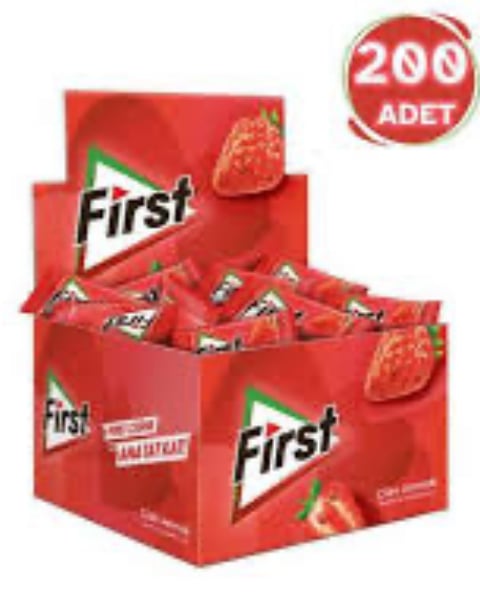 First Çilek Aromalı Şekersiz Tatlandırıcılı Sakız 1,7 GR X 200 Adet
