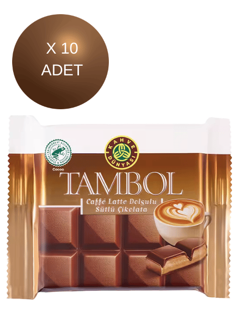 Kahve Dünyası Tambol Caffe Latte Dolgulu Sütlü Çikolata 100 GR * 10 Adet