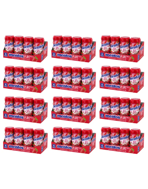 Mentos Pure Fresh Çilek Aromalı Şekersiz Tatlandırıcılı Draje Sakız 60 GR x 4 Adet X 4 Adet
