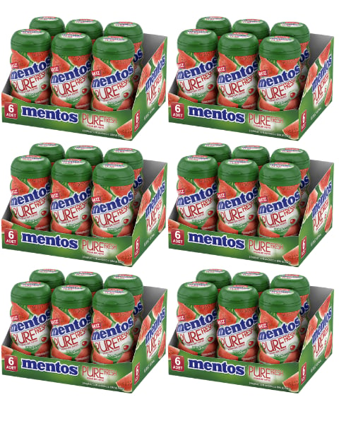Mentos Pure Fresh Karpuz Aromalı Şekersiz Tatlandırıcılı Draje Sakız 90 GR X 6 Adet X 6 Adet