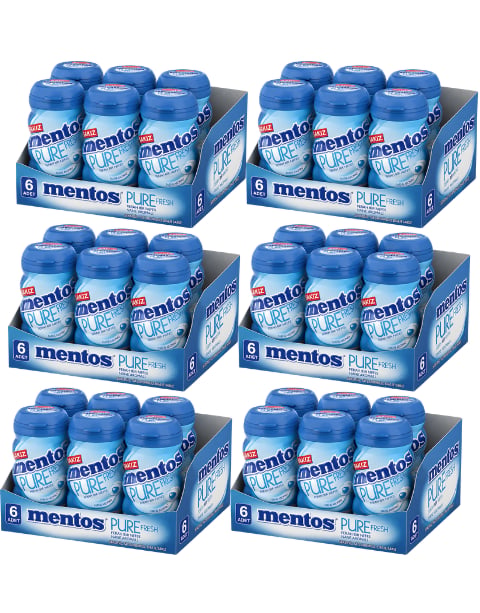 Mentos Pure Fresh Nane Aromalı Şekersiz Tatlandırıcılı Draje Sakız 90 GR X 6 Adet X 6 Adet