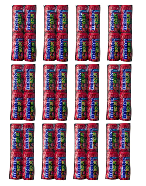 Mentos Sour Çilek Aromalı Şekersiz Tatlandırıcılı Ekşi Draje Sakız 30 GR X 12 Adet X 12 Adet