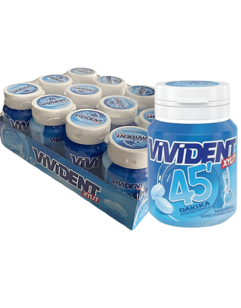 Vivident Xylıt 45 Dakika Nane Aromalı Şekersiz Tatlandırıcılı Draje Sakız 67 GR X 12 Adet