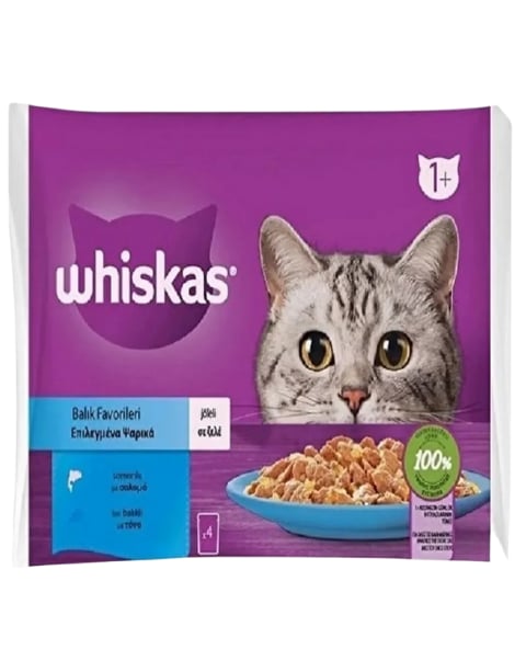 Whiskas Balık Favorileri Yetişkin Kedi Yaş Maması (4*85GR) * 13 Adet
