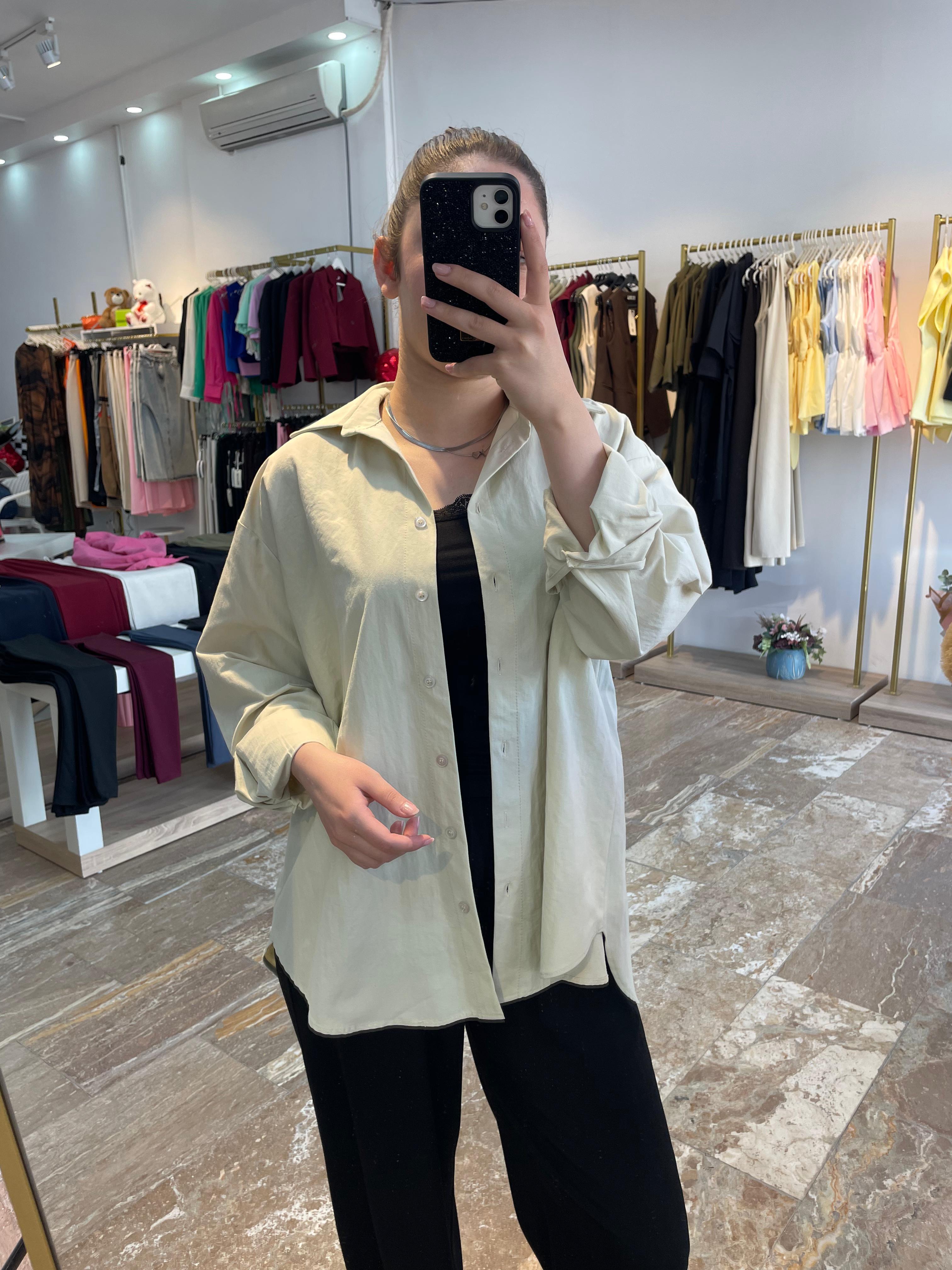 Oversize Gömlek Açık Sarı