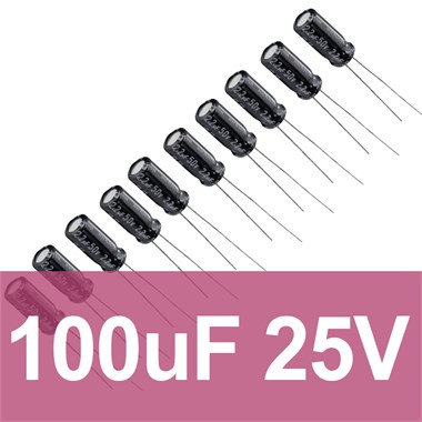 100uF 25V Elektrolitik Kondansatör (10 Adet)