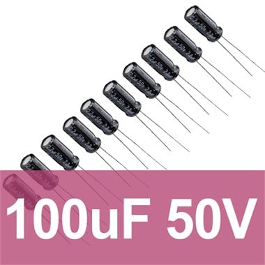 100uF 50V Elektrolitik Kondansatör (10 Adet)