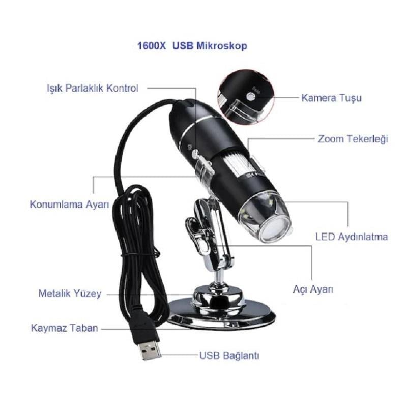 1600X Zoom 2mp Dijital Usb Mikroskop