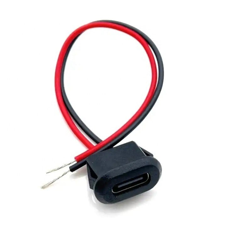 2 Pin Kablolu Type-C Dişi Şarj Soketi - 5V 3A Dike