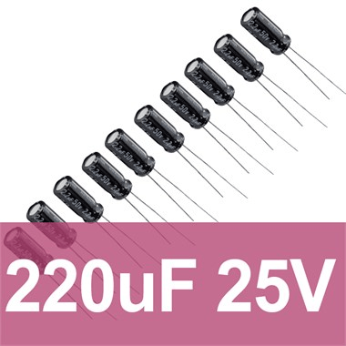 220uF 25V Elektrolitik Kondansatör (10 Adet)