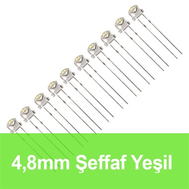 4.8mm Şeffaf Yeşil Mantar LED (10 Adet)
