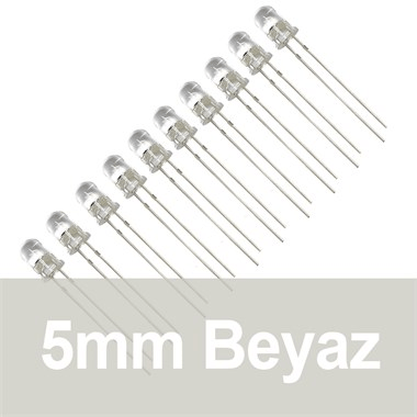 5mm Şeffaf Beyaz Diyot LED (10 Adet)