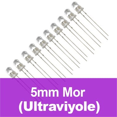 5mm Şeffaf Ultraviyole LED (10 Adet) UV