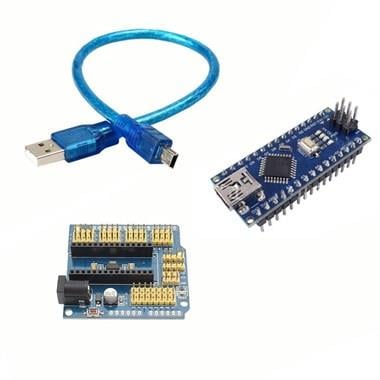 Arduino İkili Set (Klon Arduino Nano CH340 Çip + Arduino Nano Proto Shield)