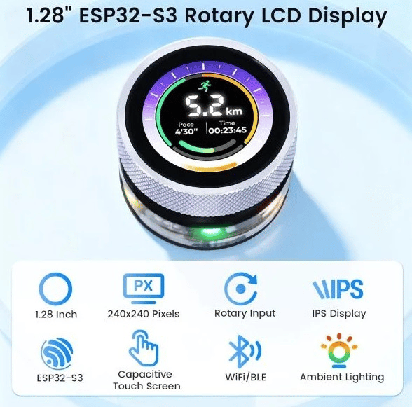 CrowPanel 1.28 İnç HMI Rotary ESP32 Yuvarlak Ekran