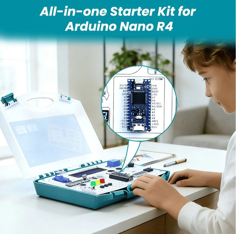 Elecrow Arduino NANO R4 Hepsi Bir Arada Başlangıç Seti (16 Modül, 20 Ders)