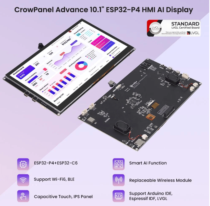 Elecrow CrowPanel Advanced 10.1 İnç ESP32-P4 HMI Dokunmatik IPS Ekran (1024x600)