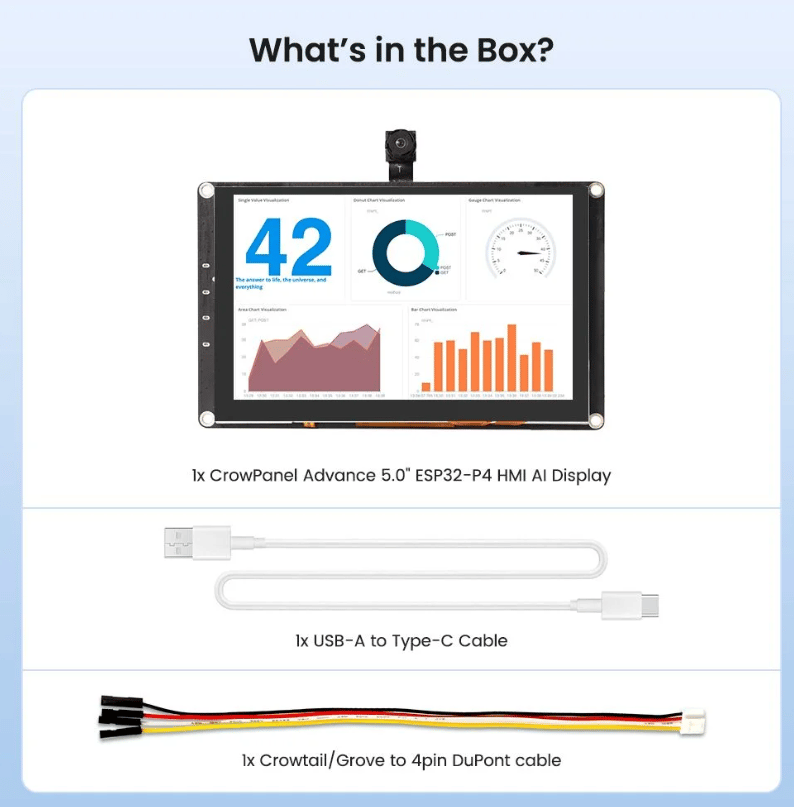 Elecrow CrowPanel Advanced 5 İnç ESP32-P4 WiFi 6 HMI Dokunmatik IPS Ekran (800x480)