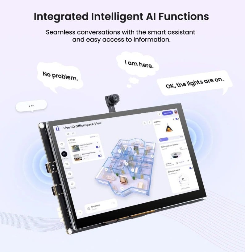 Elecrow CrowPanel Advanced 7 İnç ESP32-P4 WiFi 6 HMI Dokunmatik IPS Ekran (1024x600)