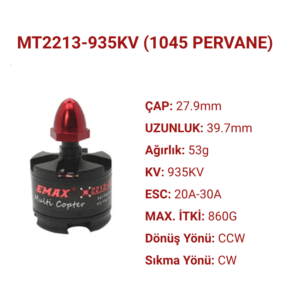 Emax MT2213 Fırçasız Motor 935KV Motor CCW & Perva