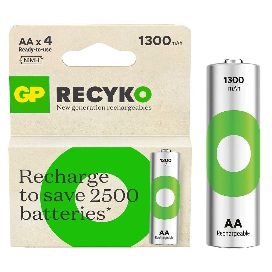 GP RECYKO 1300 MAH NI-MH R6 4'lü AA Şarj Edilebili