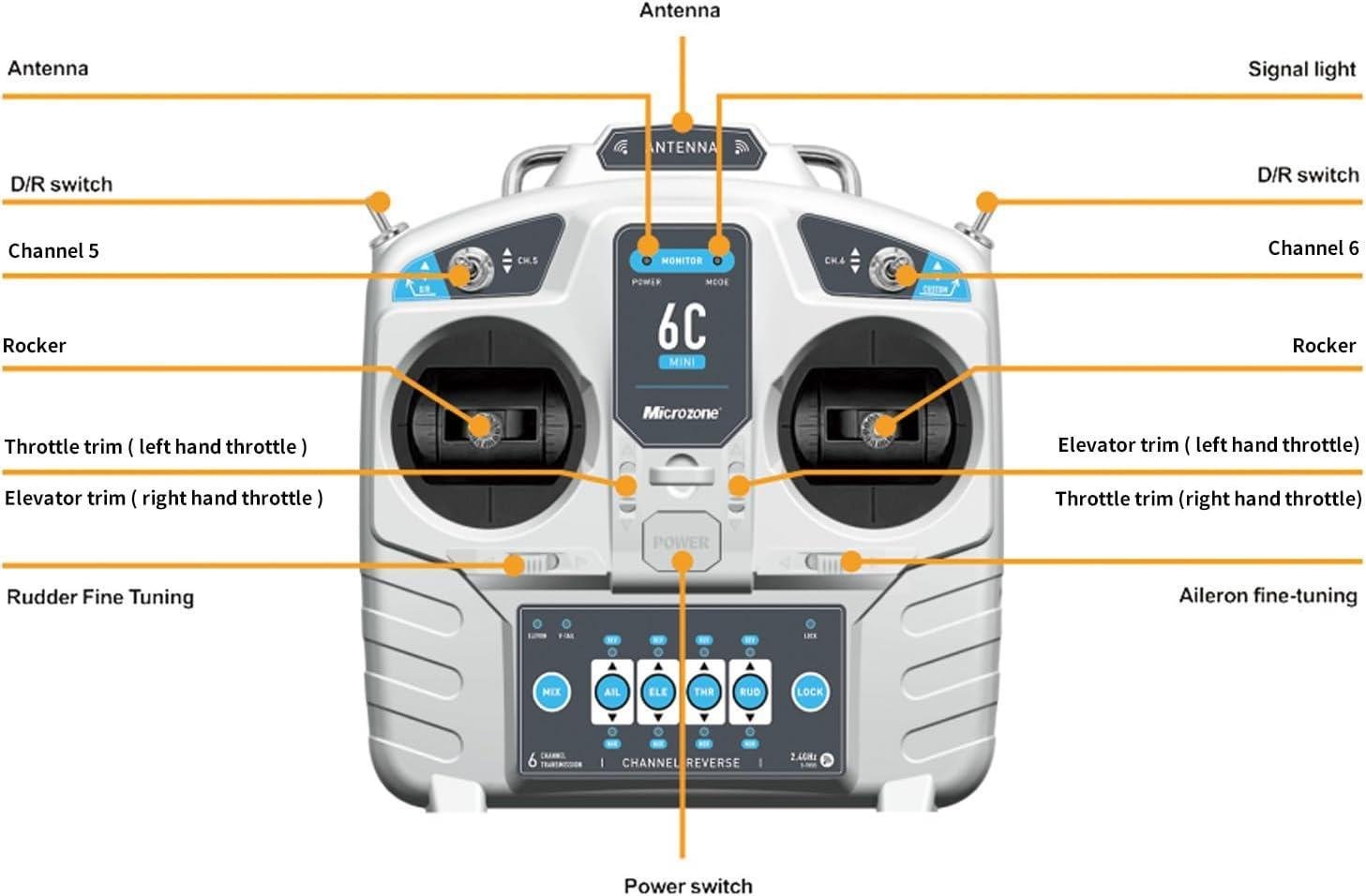 Microzone MC6C 2.4GHZ 6 Kanal Alıcı-Verici Drone Kumandası