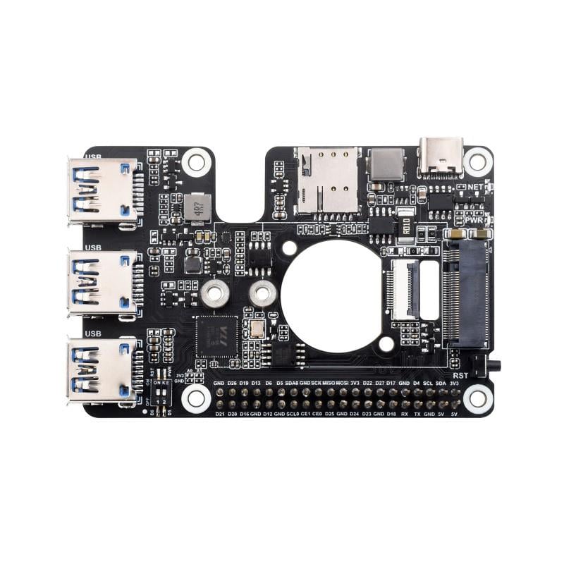 Raspberry Pi 5 için PCIe - M.2 4G/5G ve USB 3.2 HAT - Raspberry Pi 5 Uyumlu