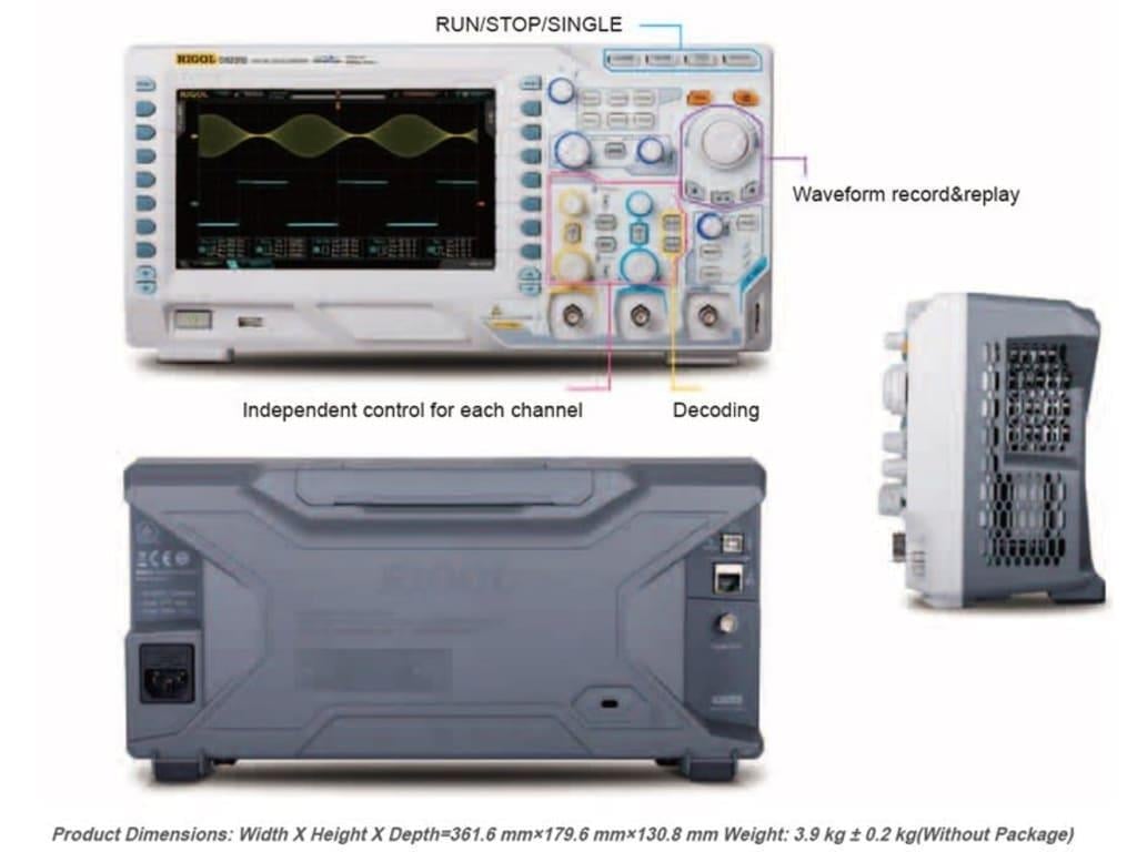 Rigol DS2202A 200MHz 2 Kanal 2GSa/s 56Mpts Dijital Osiloskop