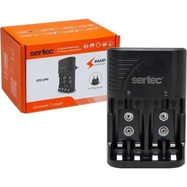 Sertec STC-C802 AA-AAA-9V Uyumlu 4lü Pil Şarj Alet