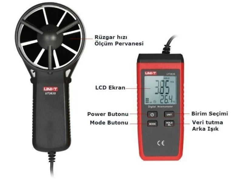 Unit UT363S Mini Rüzgar Hızı Ölçer Anemometre