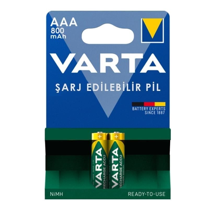 Varta 800mAh AAA Şarj Edilebilir İnce Kalem Pil2li