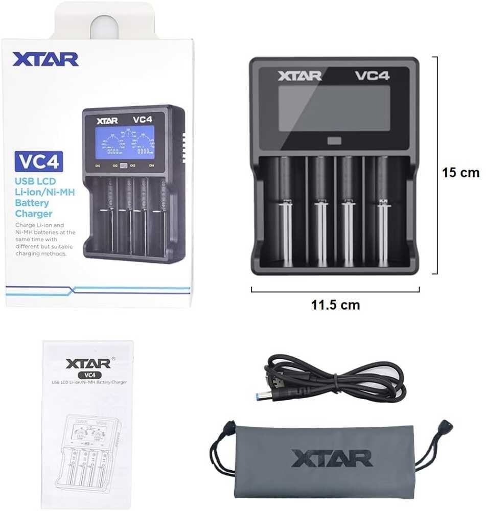 Xtar VC4 Taşınabilir LCD Ekranlı Li-ion Ni-Mh Ni-C