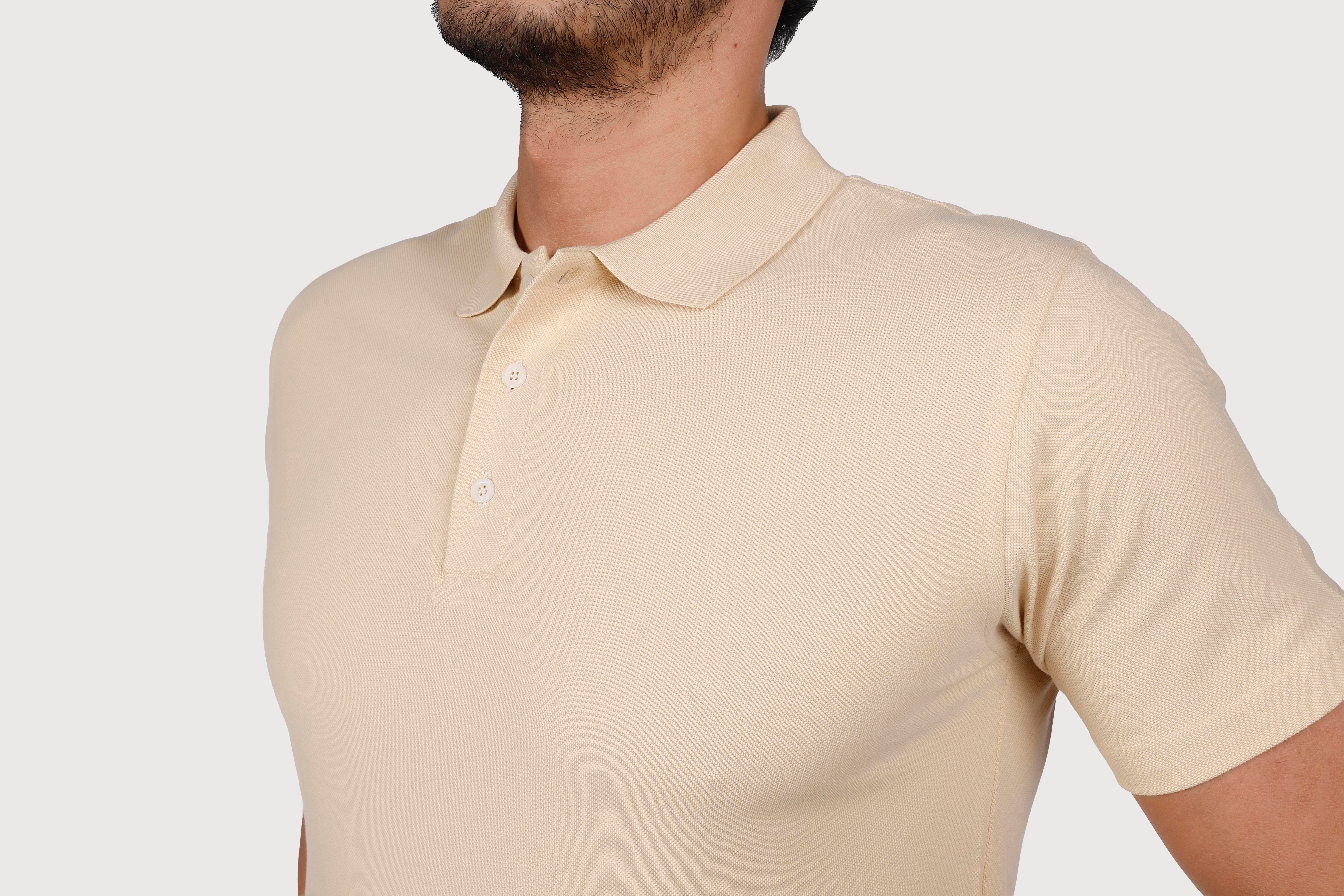 Bej Polo Yaka Penye Tişört