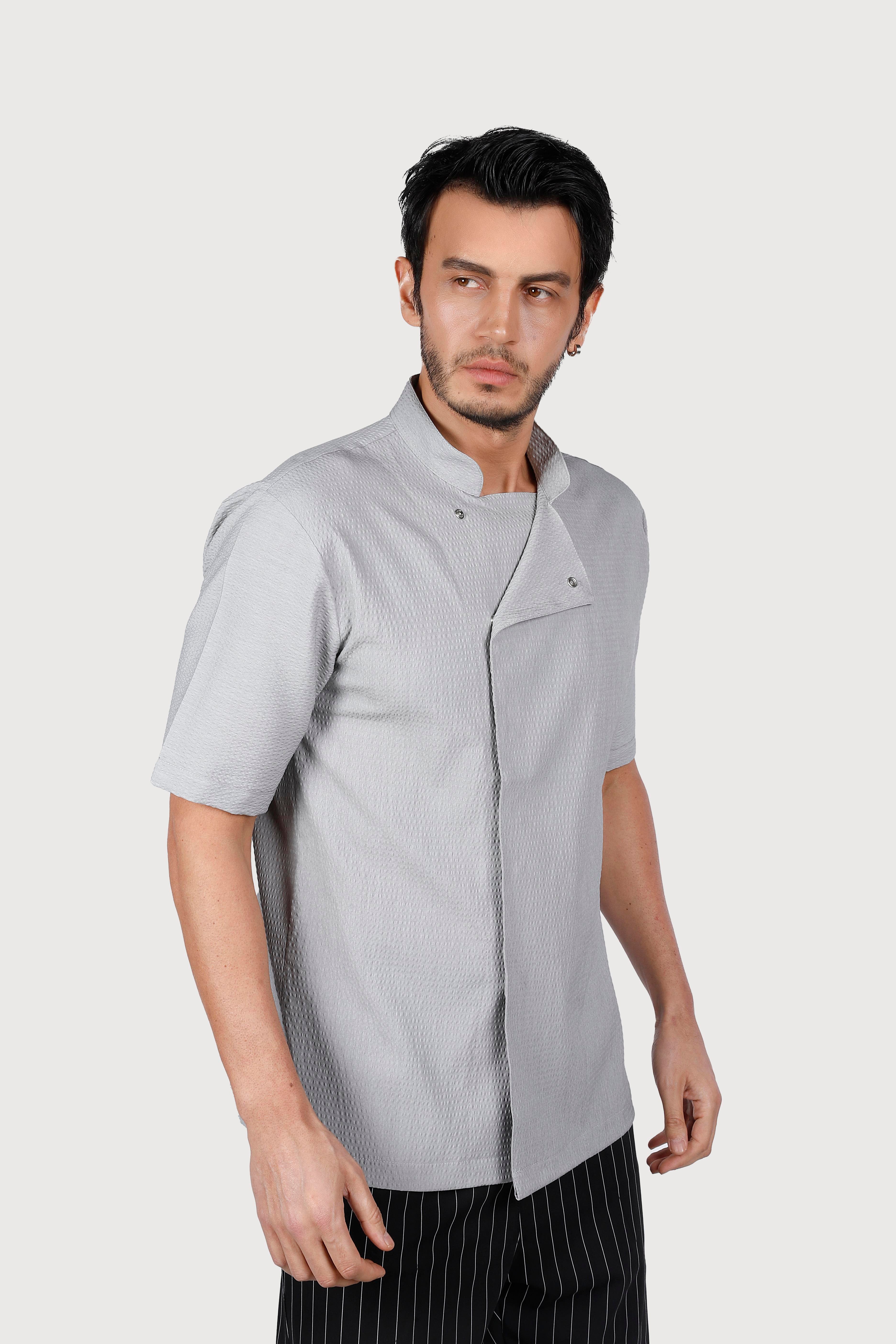 Gri Kısakol Sade Chef Ceket