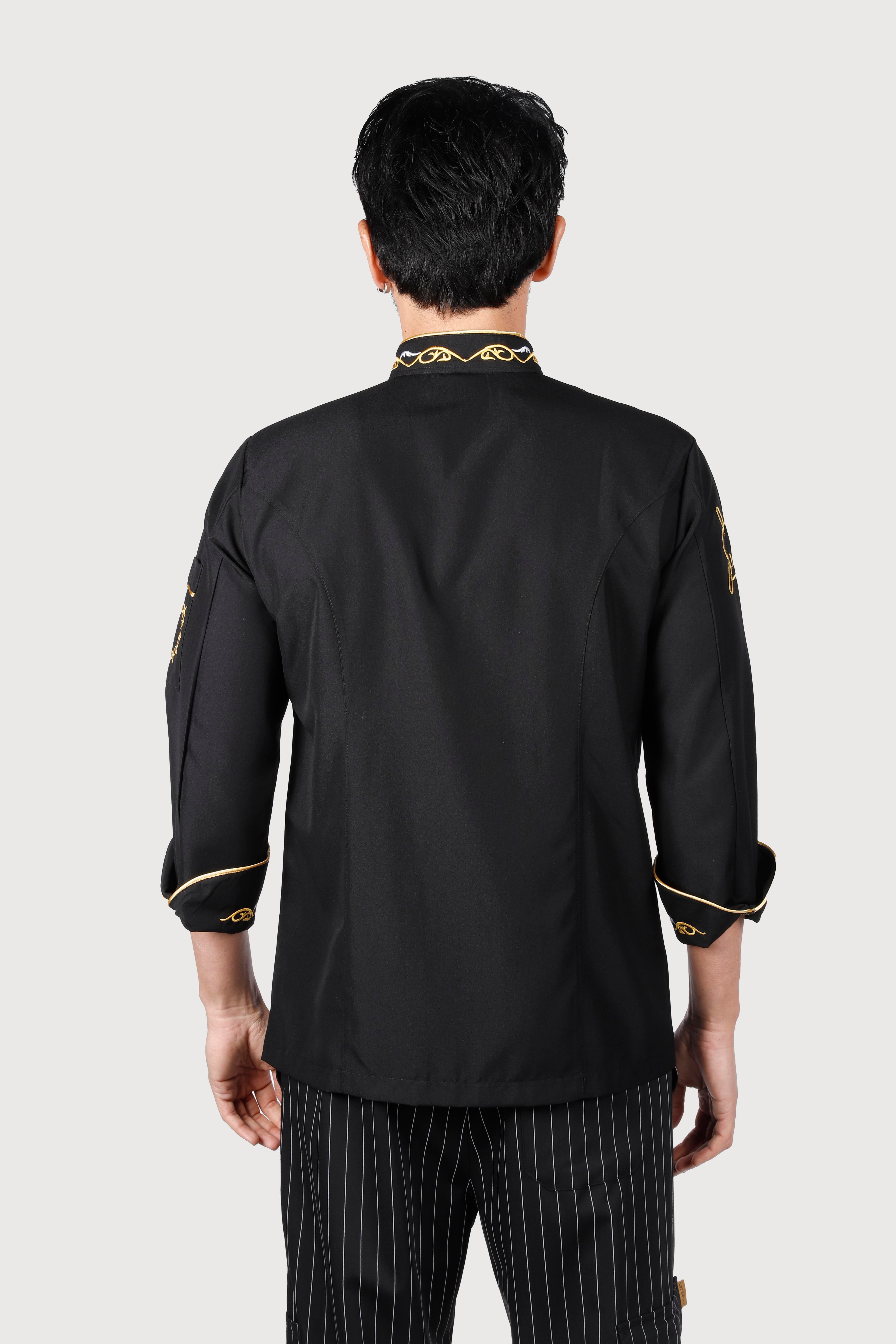 Karo Desen Siyah Gold Biye Chef Ceket