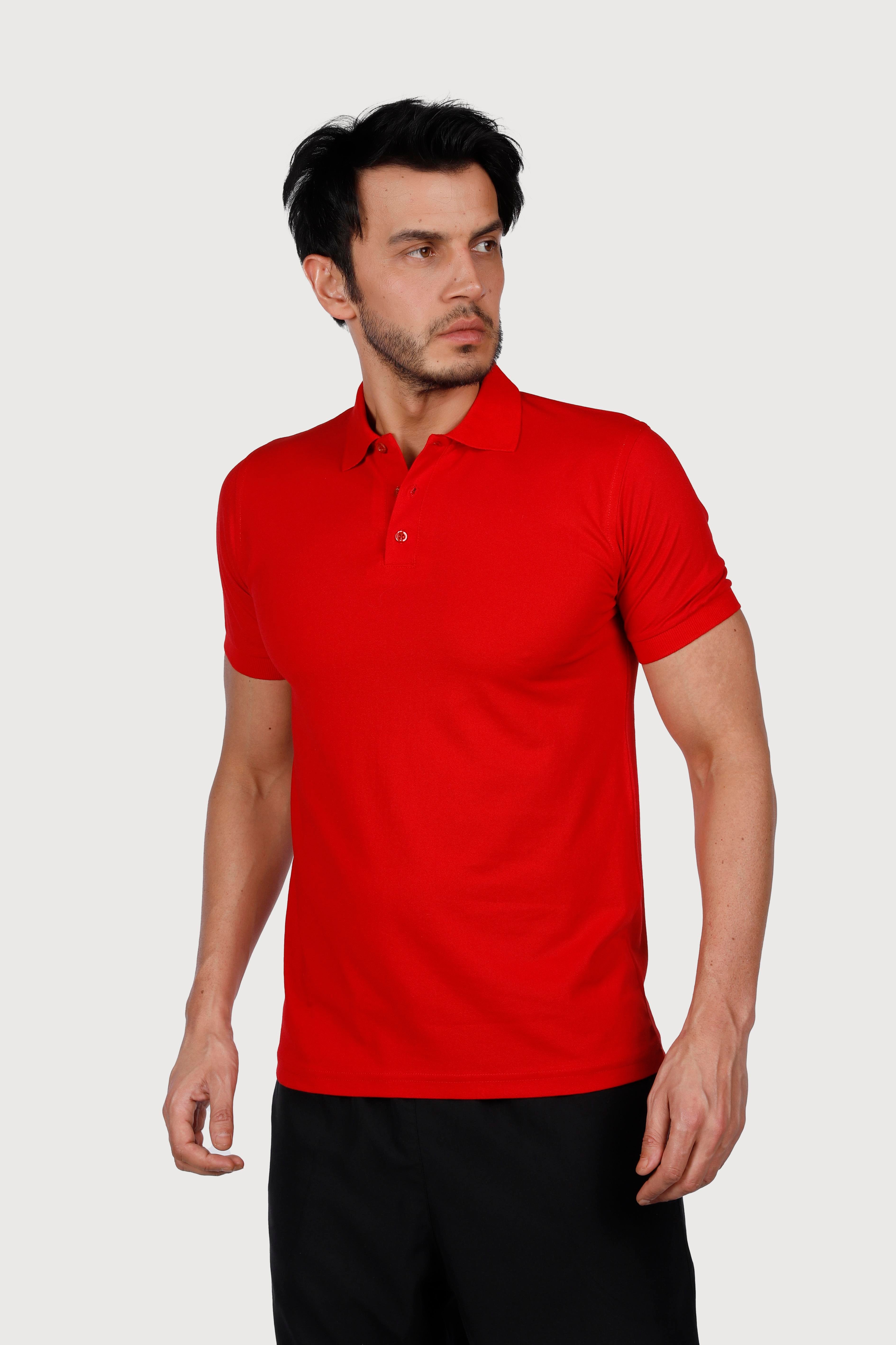 KIRMIZI POLO YAKA 50/50 Pamuk Polyester TİŞORT