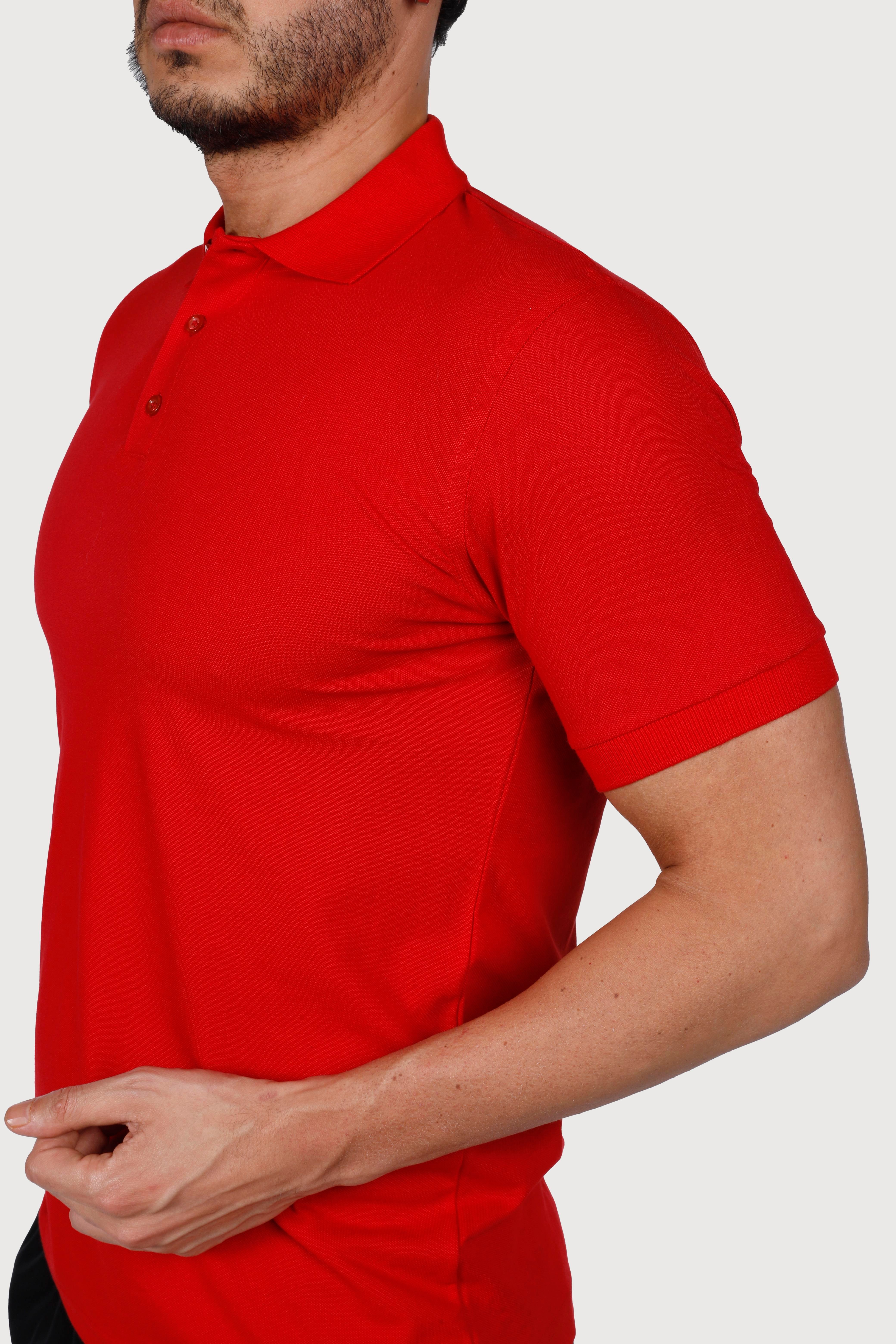 KIRMIZI POLO YAKA 50/50 Pamuk Polyester TİŞORT