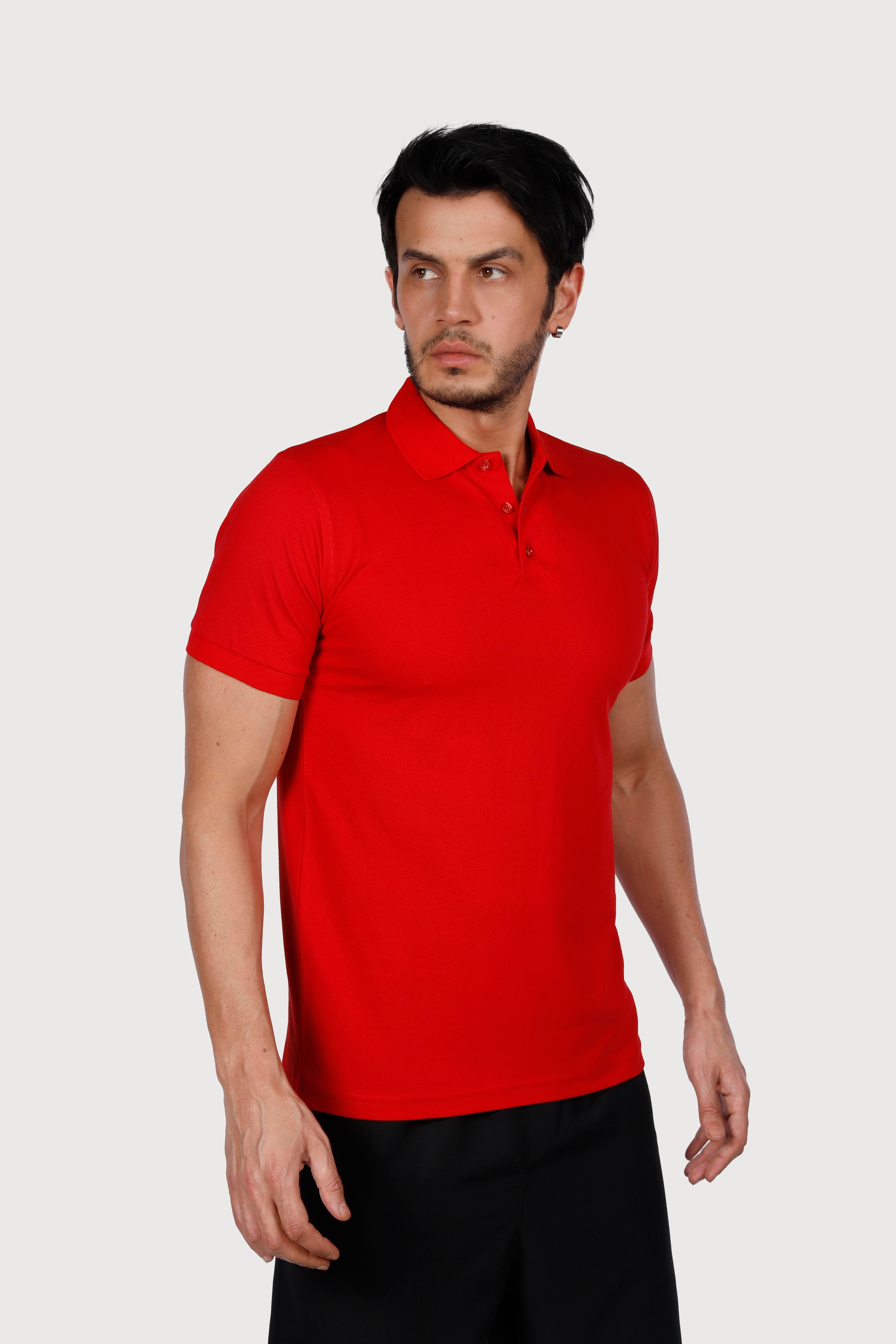KIRMIZI POLO YAKA 50/50 Pamuk Polyester TİŞORT